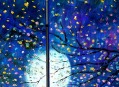 ブルー ムーン ツリー ストリーム Flyfies 庭の装飾風景壁アート自然風景詳細テクスチャ